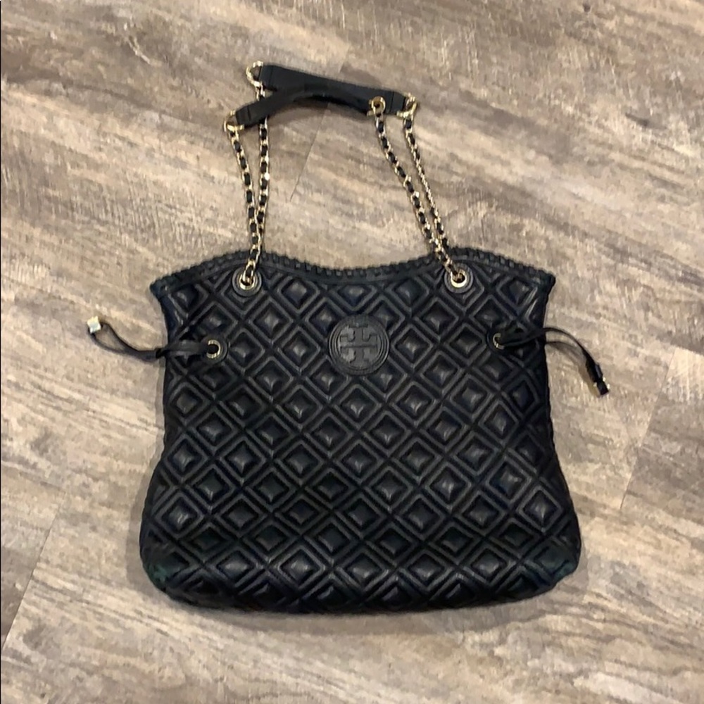 Tory Burch Black Quilted Tote